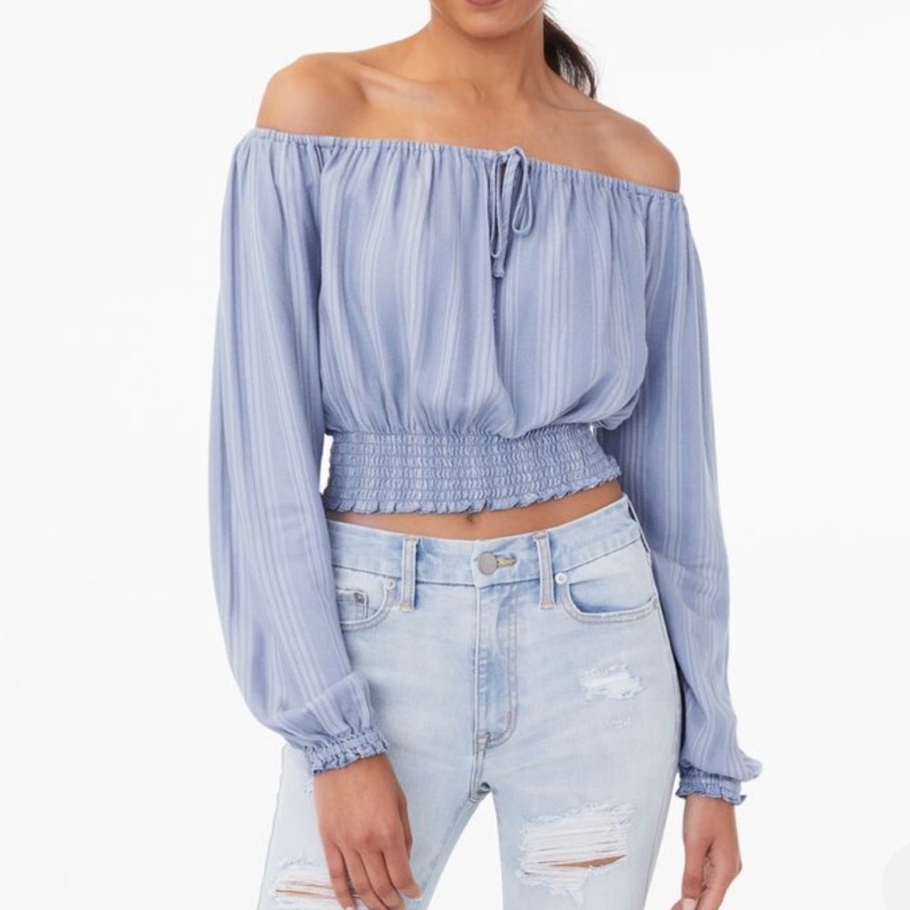 Aéropostale • Long Sleeve Striped Off-The-Shoulder Crop Top • Small - Picture 6 of 6
